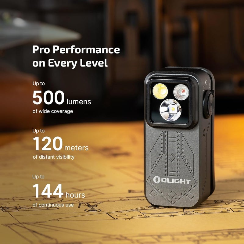 OLIGHT Oclip Pro EDC Flashlight Clip-on Light, Rechargeable 500 Lumens with Three Lighting Solutions Type-C Charging, Magnetic Flash Lights for Outdoor or Indoor Use(Phantom Squadron) - Image 3